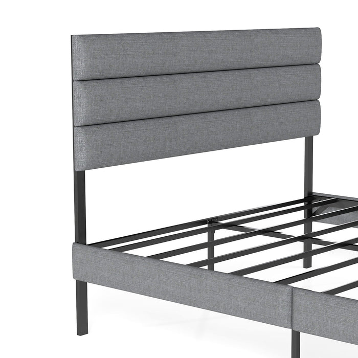 Upholstered Platform Bed Frame With Headboard, No Box Spring Needed, Underbed Storage