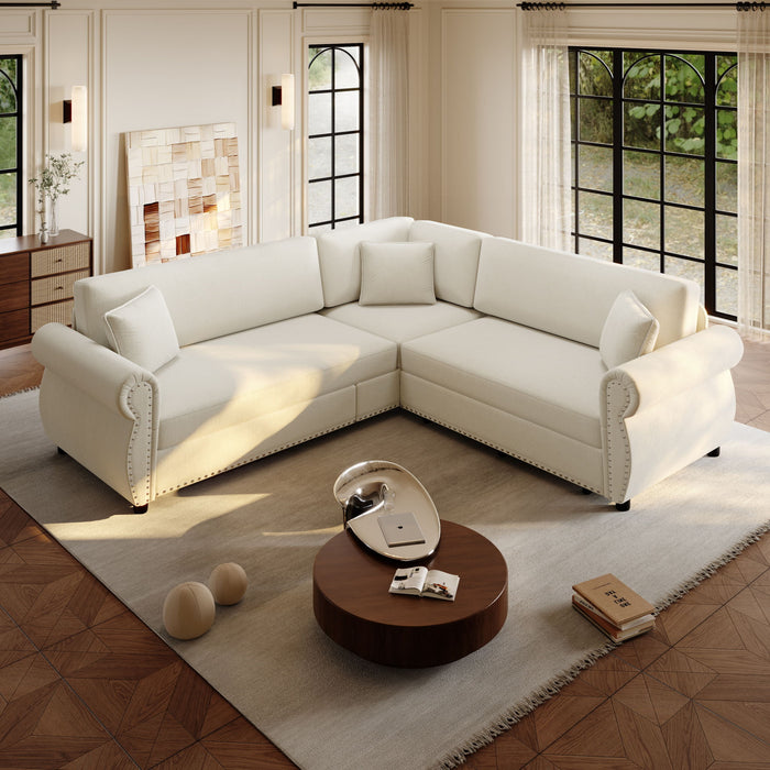 L-Shaped Sofa Couch With Pull-Out Bed