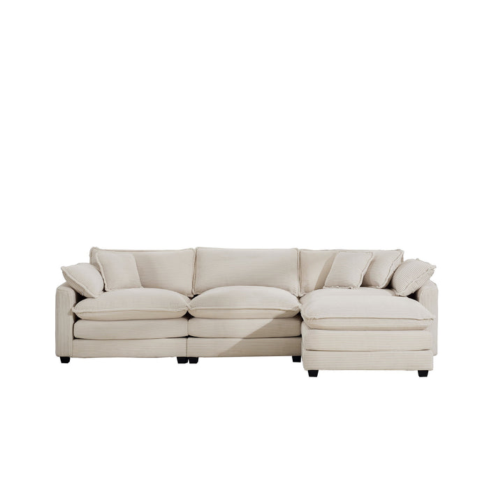 Modern Oversized Modular Cushion Sofa With Ottoman, Low Back, Deep Seating Sofa Set