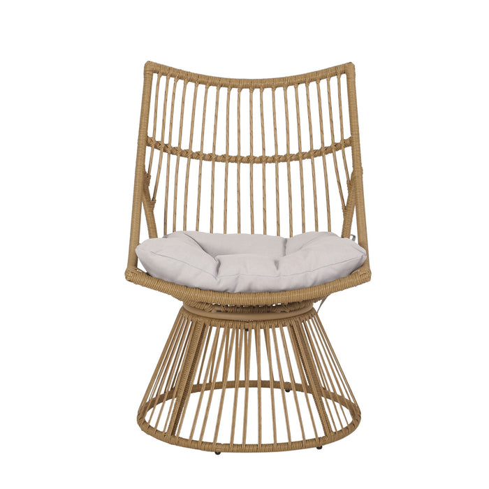 2 Piece Rattan Patio Set With Club Chair And Side Table - Beige / Light Brown