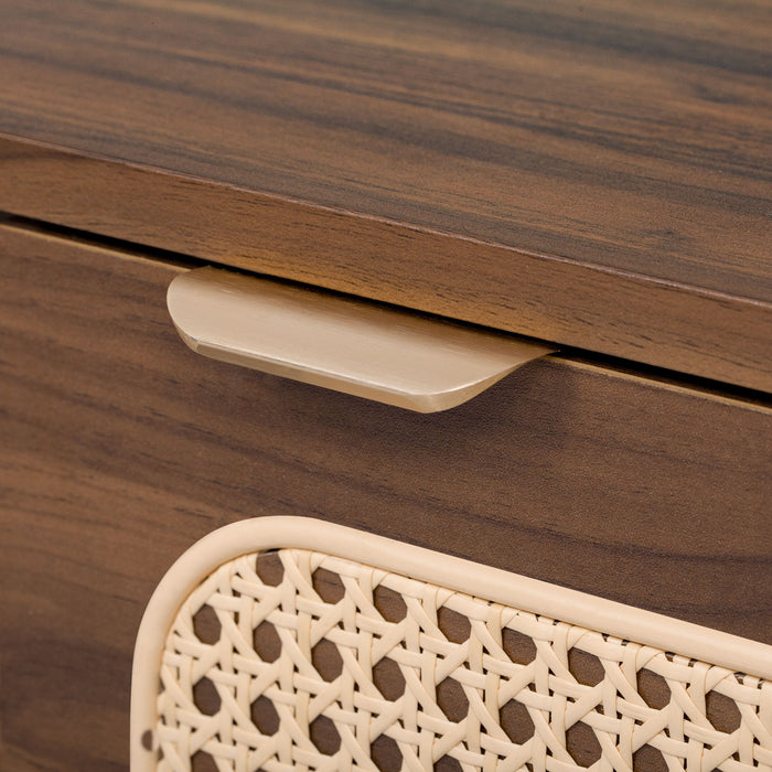 78" TV Stand With Ample Storage And Open Shelving - Walnut