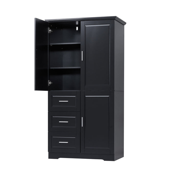 Tall Wide Storage Cabinet With Doors, 3 Drawers