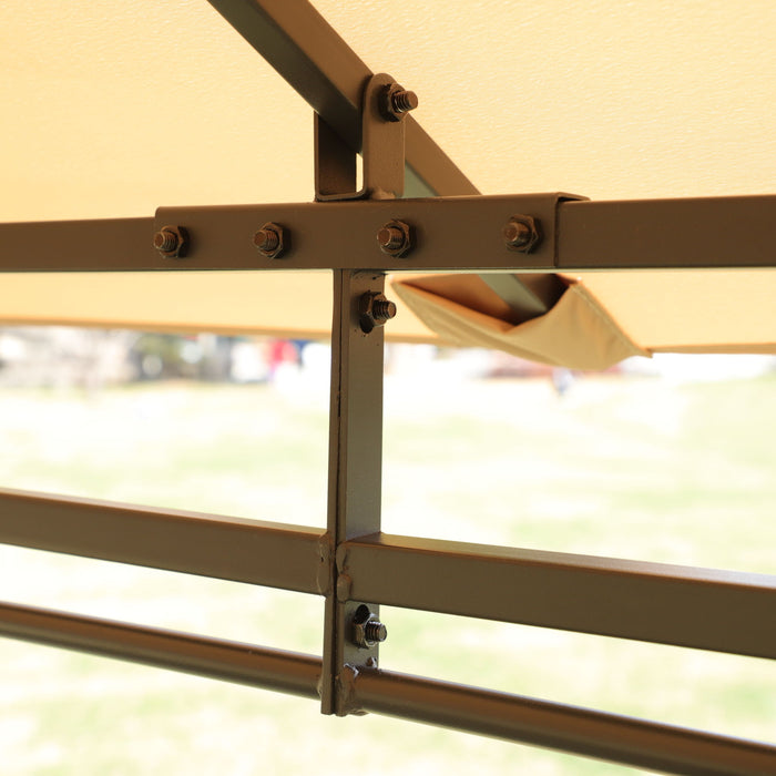 Outdoor Patio Gazebo Tent With Ventilated Double Roof And Sidewall