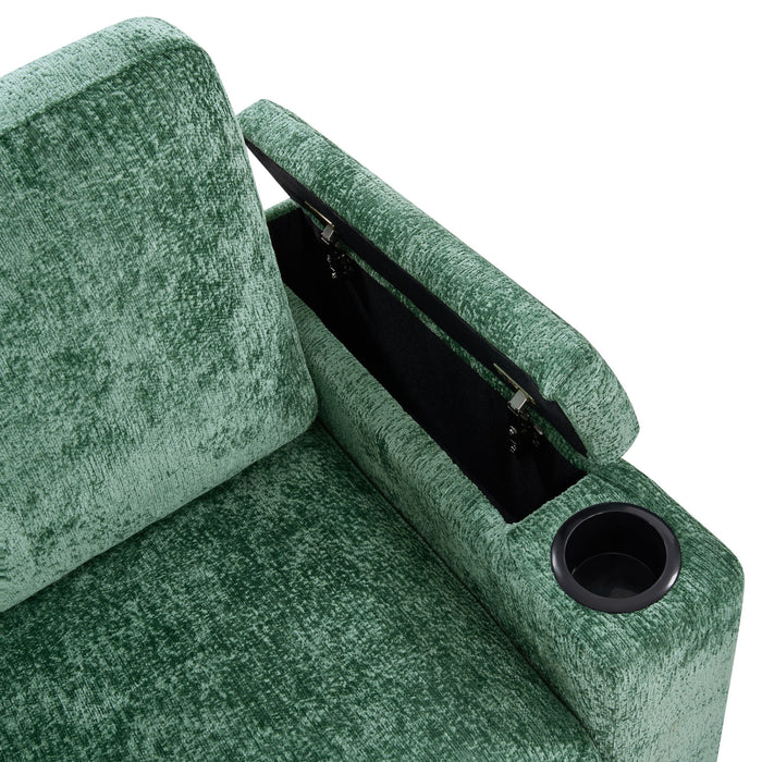 Pull Out Sofa Bed Loveseat With Twin Mattress, Cup Holders And Arm Storage