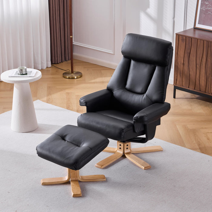 Upholstered Heated Massage 360° Swivel Accent Chair With Ottoman
