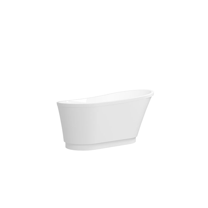 Freestanding Bathtub Modern Stand Alone Soaking Bathtub - Brushed Nickel Drain And Minimalist Linear Design Overflow Included, Cupc Certified - White