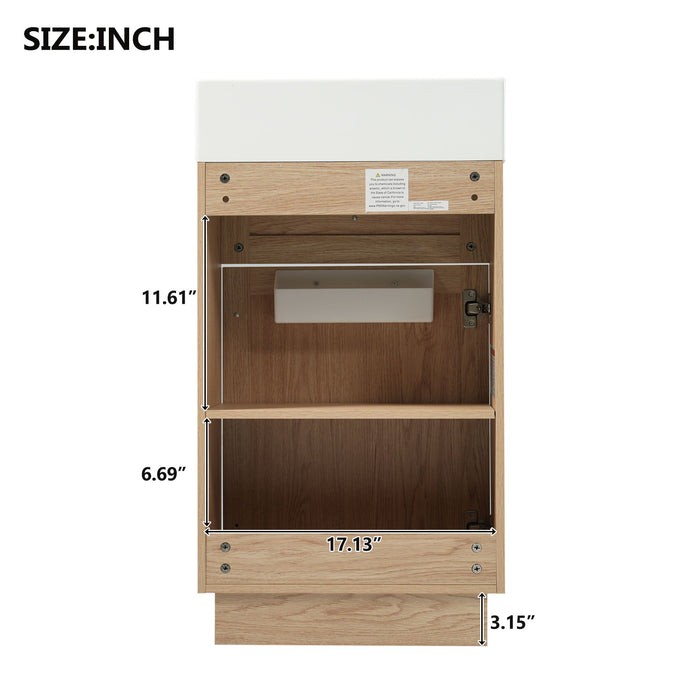 Bathroom Vanity With Reversible Resin Sink, Cabinet & Zinc Alloy Handles - Wood