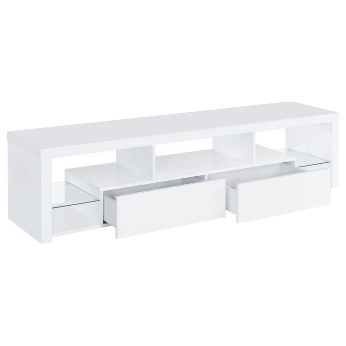 Lance - 2 Drawer TV Stand With Shelves - Gloss White