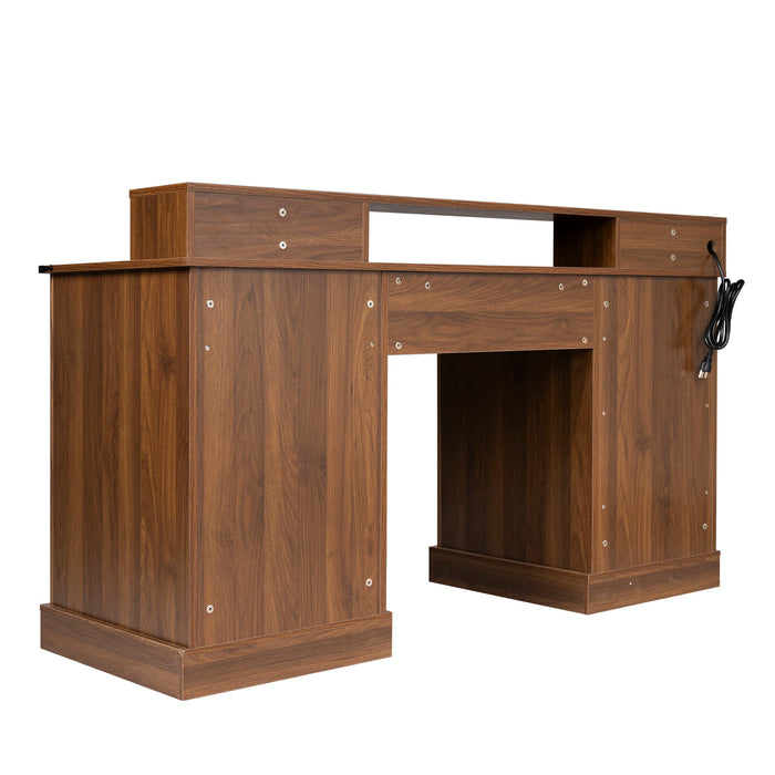 Office Desk With Charging Station & Storage Cabinet