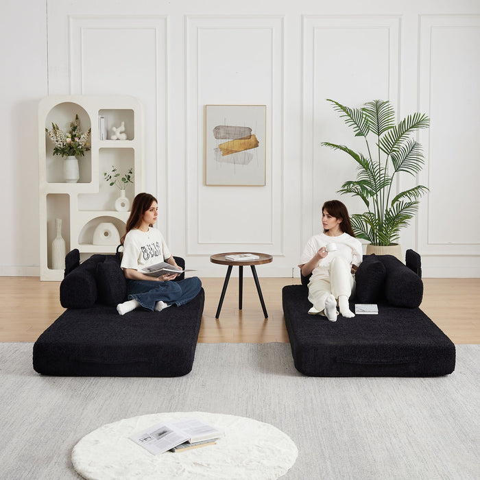 Convertible Sleeper Sofa Bed With Cylindrical Pillow
