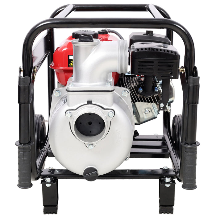 Gas Engine Powered Water Pump 3" Inlet & Outlet 7Hp 212Cc Epa Certified With Wheels And Handle - Black / Red