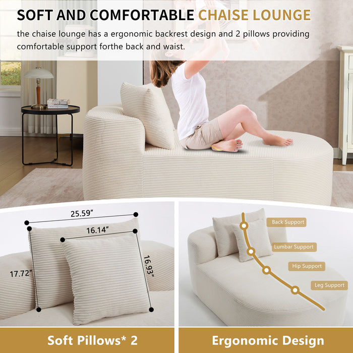 Oversized Chaise Lounge Sofa Bed With Deep Seat And Soft Pillows