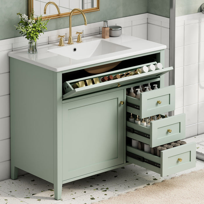 Bathroom Vanity With Sink, Cabinet With 3 Drawers And Adjustable Shelf