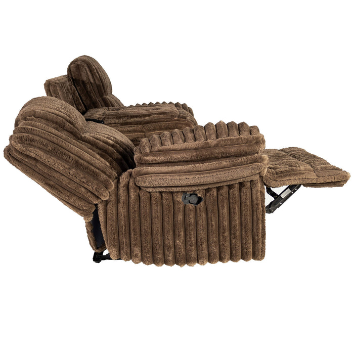 Motion Recliner Sofa With Fold-Down Table, Manual Recline, Charging Station & Cup Holders