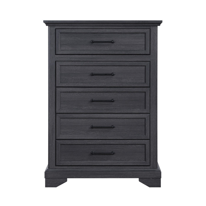 Colville - 5-Drawer Chest With Black Metal Hardware - Charcoal