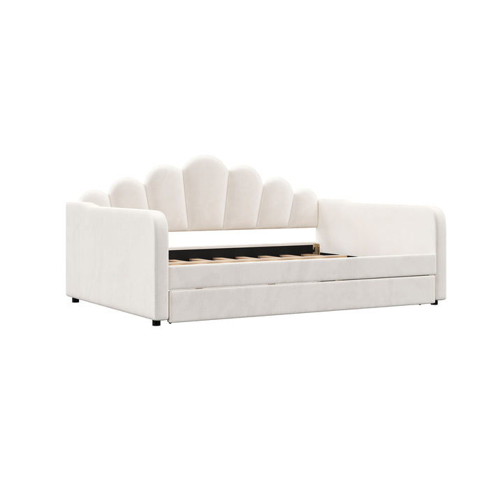 Shell Shaped Upholstered Daybed Frame With Slats