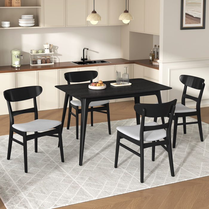 5 Piece Dining Set With 1 Table And 4 Upholstered Chairs - Black / Light Gray