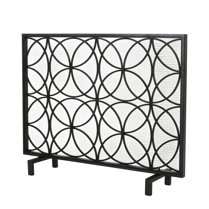 Thayer - Single Panel Iron Fireplace Screen With Geometric Design
