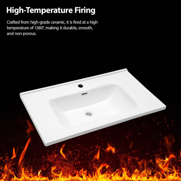 Modern Rectangular Vanity Top With Overflow For Bathroom