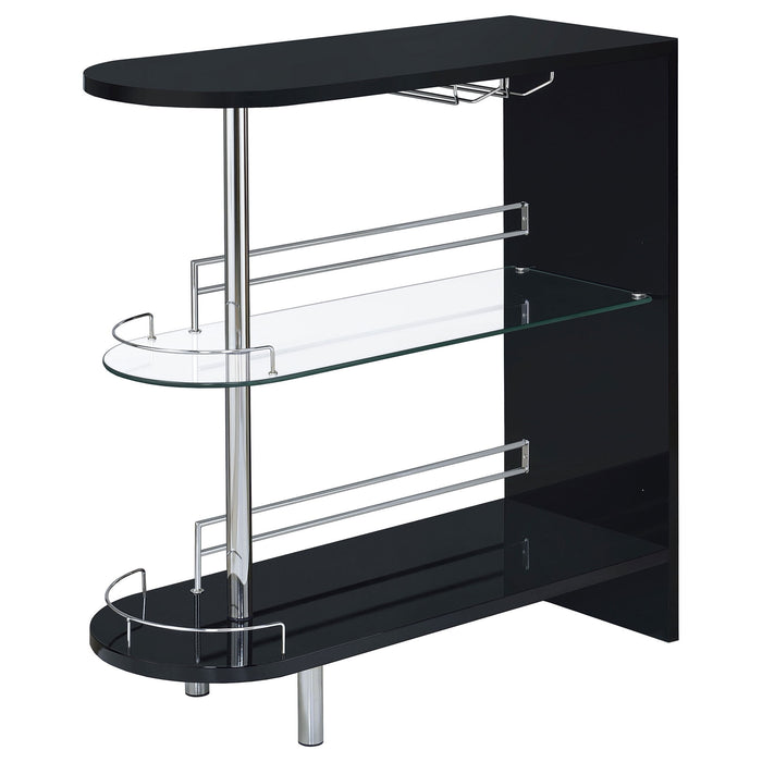Karinna - 2 Tier Home Bar Table With Shelf - Silver