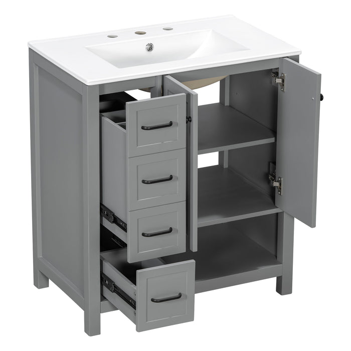 Bathroom Vanity With Sink Top, Bathroom Vanity Cabinet With 2 Doors And 2 Drawers, Open Shelf