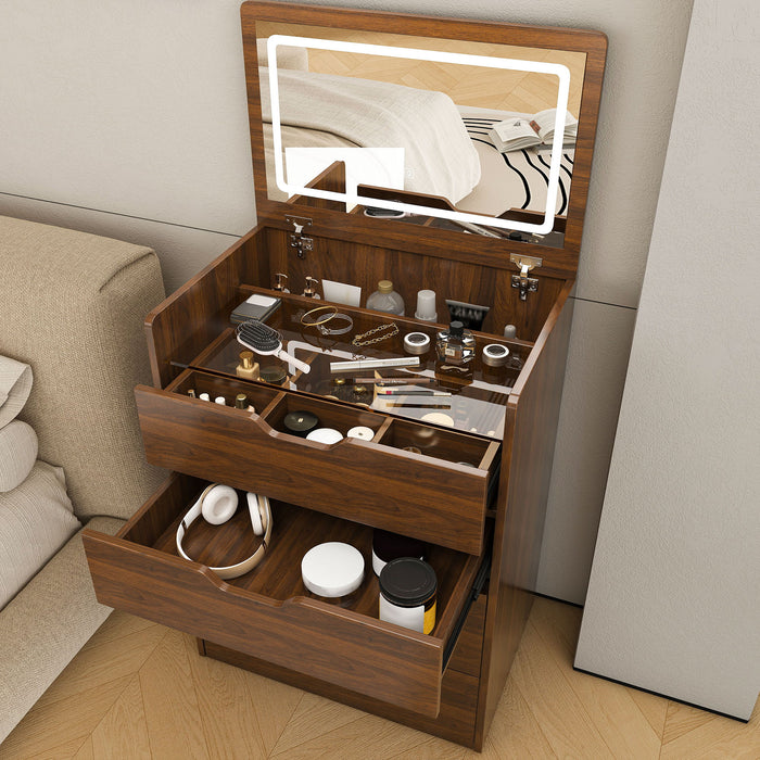 Vanity Desk With Lighted Mirror & Stool