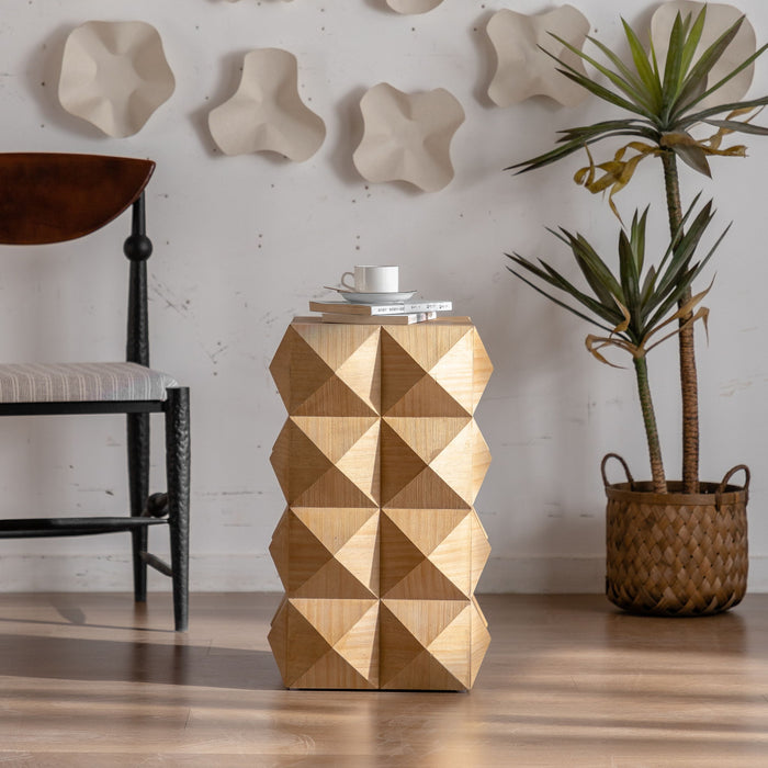 Side Table With 3D Embossed Pattern Design