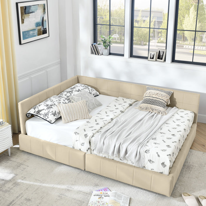 Upholstered Storage Tufted Bed Frame With Backrest And Armrests