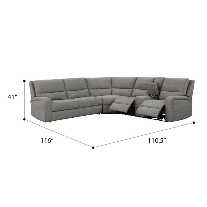 Medford - Power 3-Seat Reclining Sectional With Reclining Seats - Charcoal Ash
