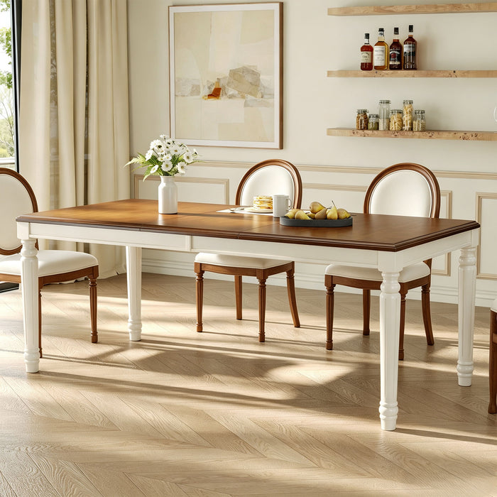 Rectangular Dining Table With Framed Top And Turned Legs - Natural