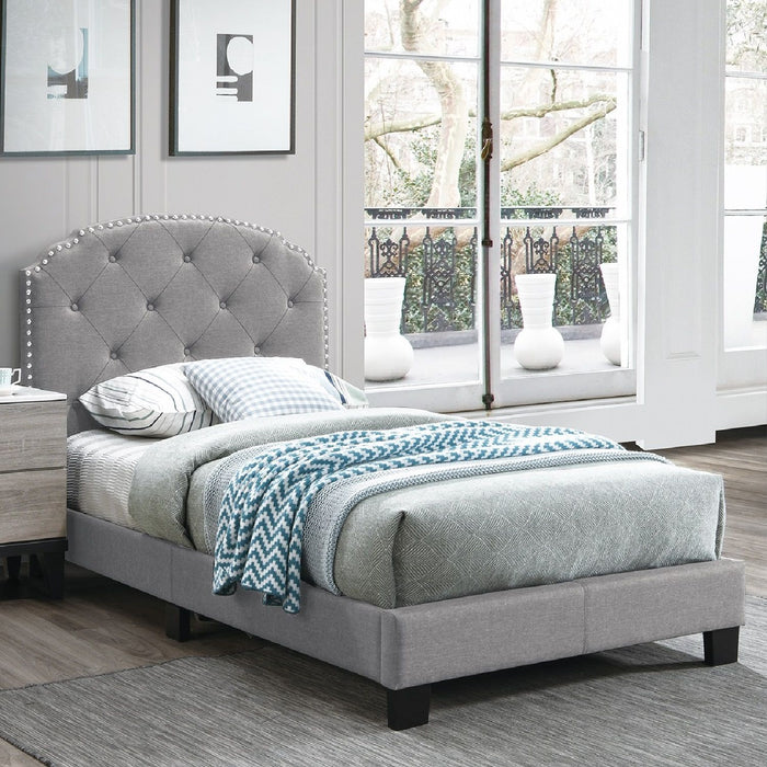 Button Tufted Bed With Nailhead Trim