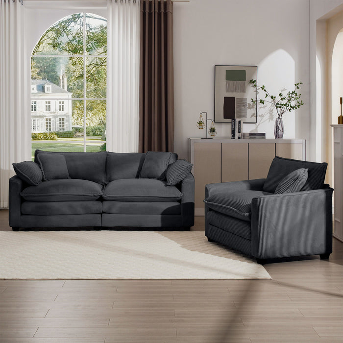 Elegant Corduroy Oversized Sectional Sofa Set With Deep Seats And Flexible Layout