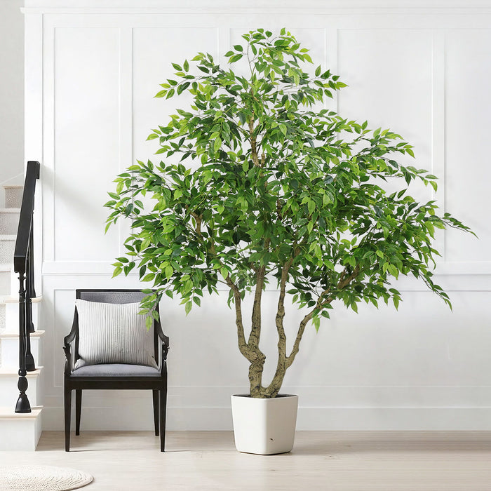 Tall Artificial Banyan Tree With A Natural Trunk And Lifelike Leaves - Green