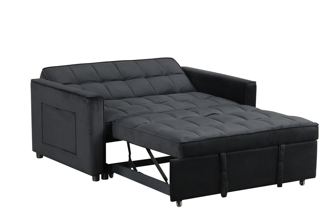 Maeve - Convertible Sleeper Loveseat With Tufting and Side Pocket - Black