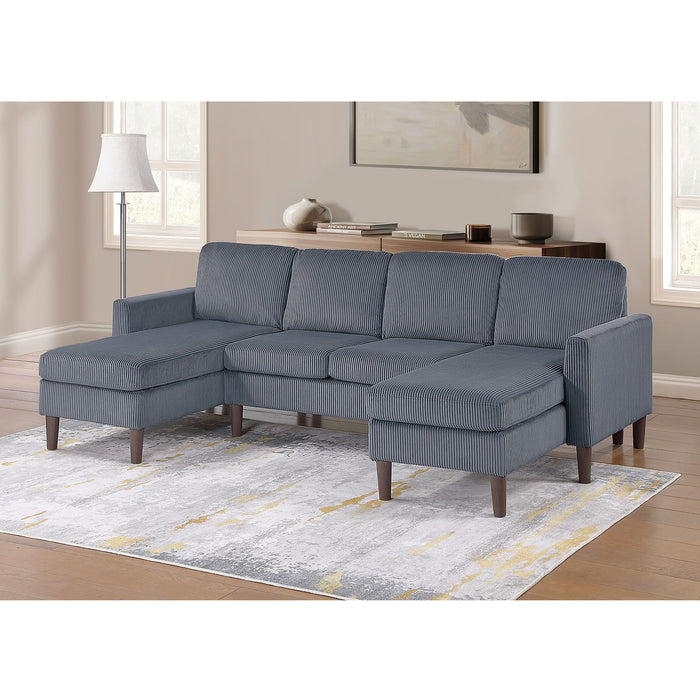 Sectional Set With Dual Chaises And Square Arms