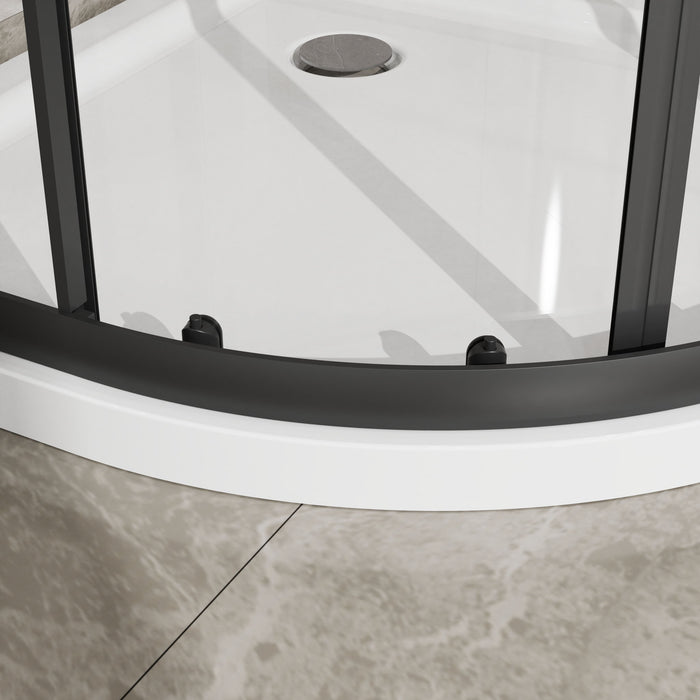 Corner Shower Door With Double Sliding - Matte Black