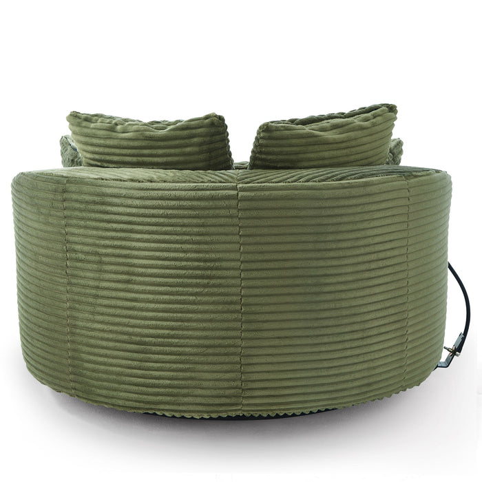 Swivel Accent Barrel Chair With Adjustable Phone Holder, 5 Pillows For Living Room