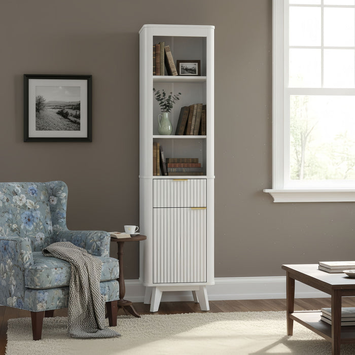 Tall Bathroom Storage Cabinet With Adjustable Shelves And 1 Drawer & Door