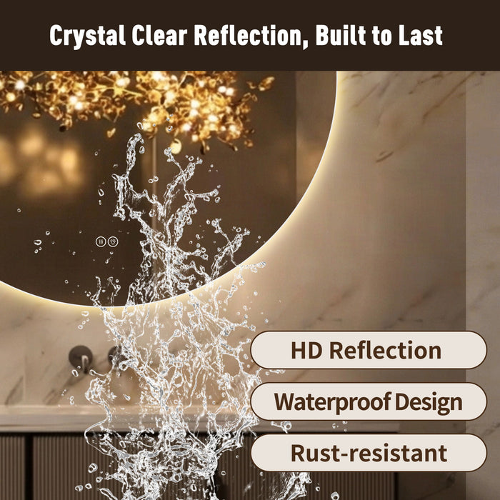 Smart Wall Mounted LED Touch Screen Mirror With Anti-Fog Function And Adjustable Lighting