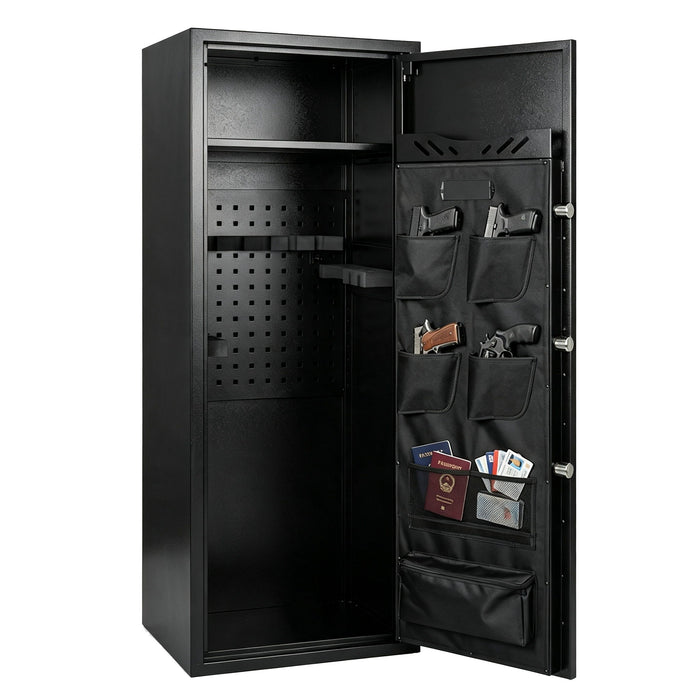 Rifle Safe, Biometric & Keypad Lock, Adjustable Gun Racks With Built In Alarm System