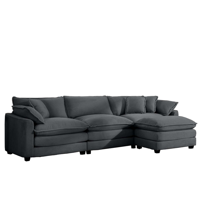 Modular Oversized Cushion Sofa With Ottoman, Low Back, Deep Seating Sofa Set