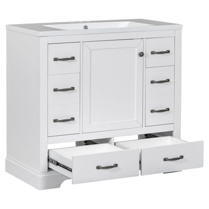 Modern Bathroom Vanity With Sink, 6 Drawers, Adjustable Shelf