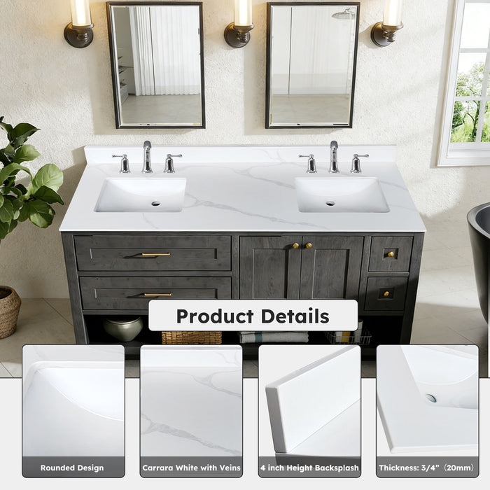 Bathroom Vanity Top With Undermount Sink, 3 Pre Drilled Holes