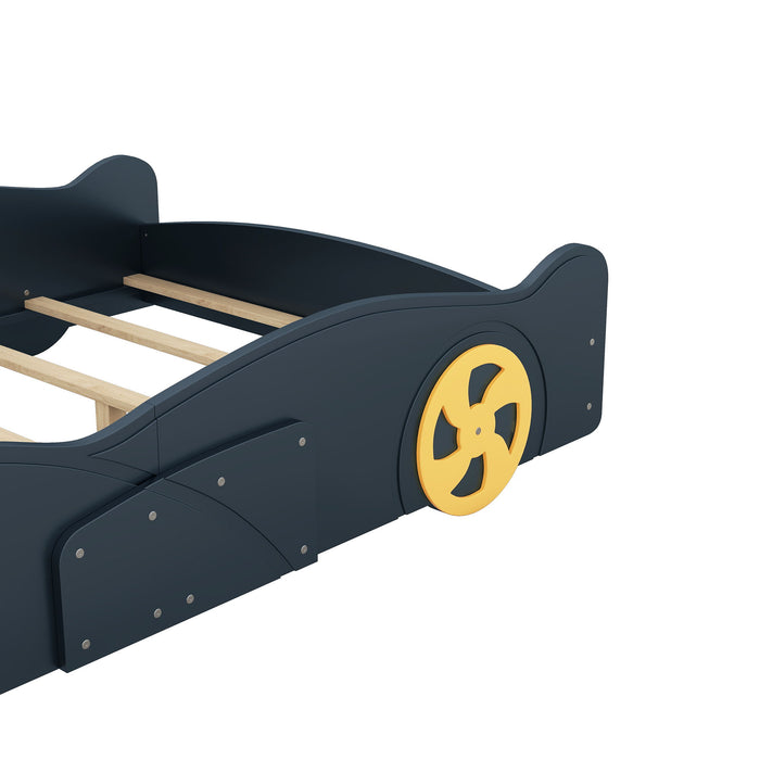 Race Car Shaped Platform Bed With Wheels And Storage