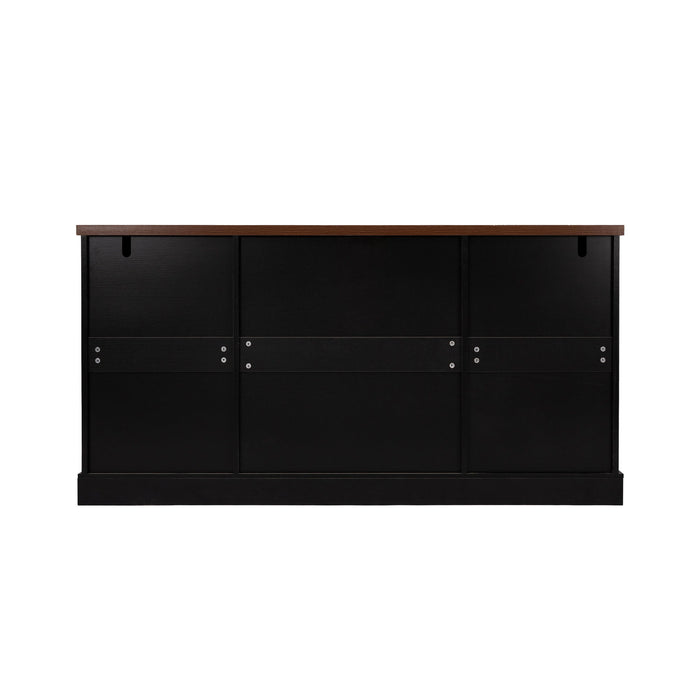 Barn Door Storage Cabinet With 2 Drawers & Door Rack, Adjustable Shelves
