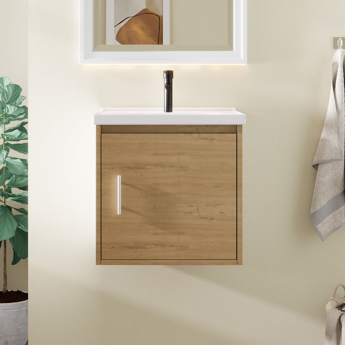 Floating Bathroom Vanity Combo, Wall Mounted Cabinet With Sink & Soft Close Doors For Small Bathrooms