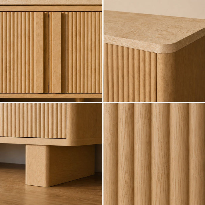 Curved Credenza, Wide Storage Cabinet For Dining Room
