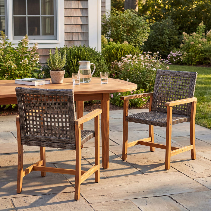Outdoor Dining Chairs (Set of 2) - Mocha / Teak