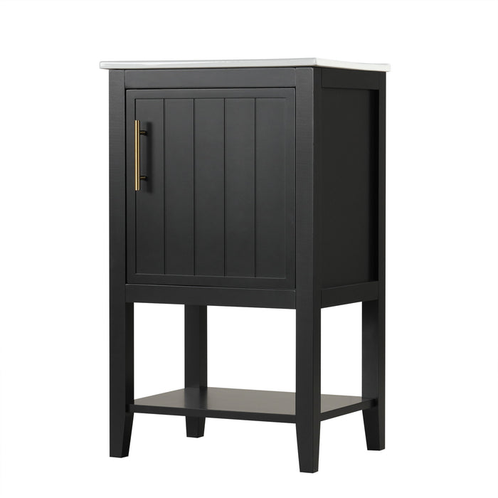 Modern Bathroom Vanity With Sink, Soft-Closing Door And Open Shelf