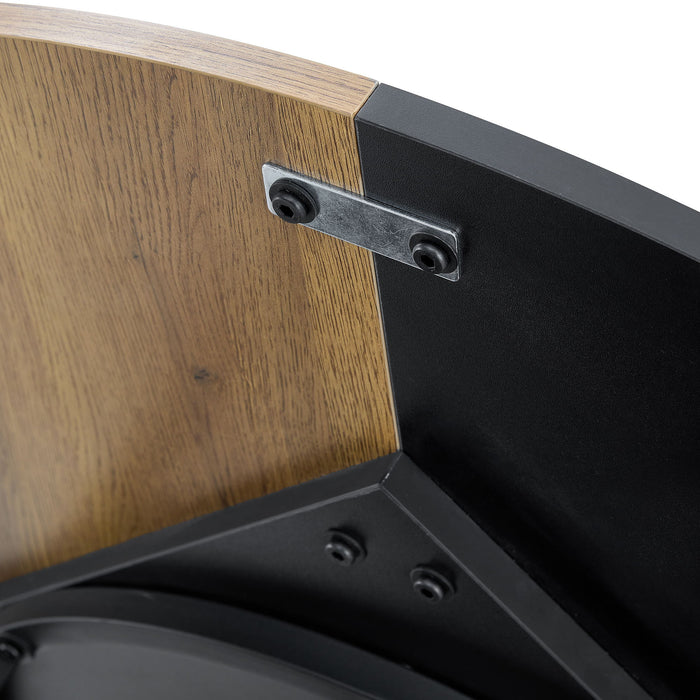 Diameter - Modern Splicing Circular Dining Table Double Layer Storage - Wood / Black